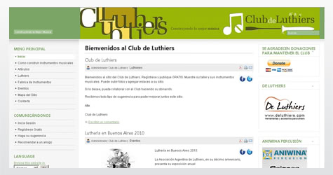 Diseño de sitio web para el Club de Luthiers