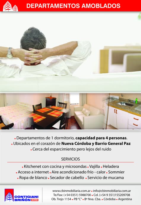 Diseño gráfico de folletos para departamentos amoblados de Contigiani Briñón Bienes Raíces Diseño gráfico de folletos para departamentos amoblados de Contigiani Briñón Bienes Raíces